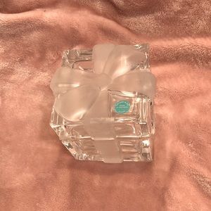 This is a Tiffany & Co 3”x3” square glass trinket box. It is made in Germany